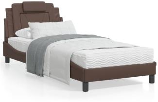 Bett mit Matratze Braun 90x190 cm Kunstleder (Farbe: Braun)