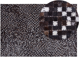 Teppich Kuhfell braun / silber 140 x 200 cm geometrisches Muster Kurzflor AKKESE