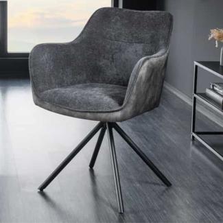 Eleganter Design-Drehstuhl FLORENZ dunkelgrau Strukturstoff Metallgestell