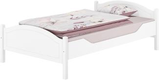 Einzelbett Kiefer weiß 120x200 Bettrahmen Singlebett Zubehör wählbar V-60.30W-12ohne Zubehör