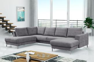 Modernes Sofa Couch Ecksofa Eckcouch Wohnlandschaft hellgrau Silvio XXL II