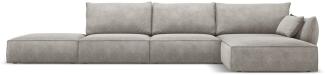 Micadoni 5-Sitzer Ecke rechts Sofa Kaelle | Bezug Light Grey | Beinfarbe Black Plastic