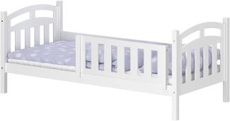 WNM Group Kinderbett für Mädchen und Jungen Suzie - Jugenbett aus Massivholz - Hohe Qualität Bett mit Rausfallschutz für Kinder 180x90 cm - Weiß