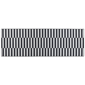Teppich schwarz weiß 80 x 240 cm Streifenmuster Kurzflor PACODE