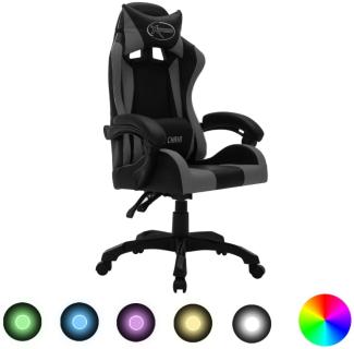 Gaming-Stuhl mit RGB LED-Leuchten Grau und Schwarz Kunstleder