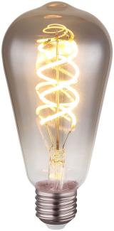 LED Filament Leuchtmittel, Glas, warmweiß, dimmbar, DxH 6,4x14,1 cm