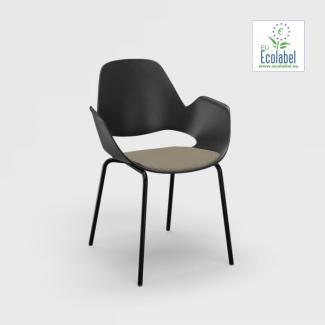 Stuhl mit Armlehne FALK schwarz Tube aus Pulverbeschichtetem schwarzem Stahl Sitzpolster dunkelgelb