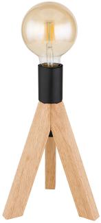Tischleuchte, 3-Bein, Holz naturfarben, schwarz, H 26,5 cm