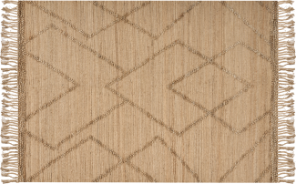 Teppich Jute beige 200 x 300 cm geometrisches Muster Kurzflor HANDERE