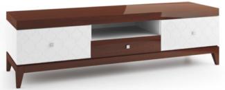 Casa Padrino Luxus Sideboard mit 3 Schubladen Weiß / Hochglanz Braun 171,4 x 45 x H. 49 cm - Wohnzimmermöbel