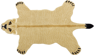 Kinderteppich Wolle beige 100 x 160 cm Löwenmotiv SARABI