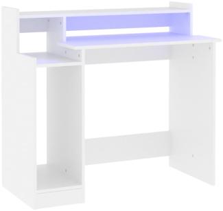 Schreibtisch mit LEDs, Holzwerkstoff, Weiß, 97x45x90 cm