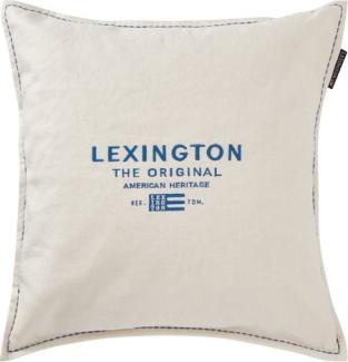 LEXINGTON Kissenbezug Logo Embroidered Linen/Cotton White/Blue (50x50) 12424110-1600-SH25
