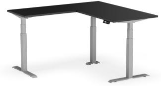 elektrisch höhenverstellbarer Schreibtisch L-SHAPE 160 x 160 x 60 - 80 cm - Gestell Grau, Platte Anthrazit