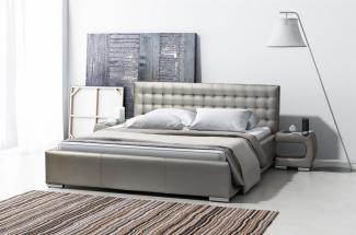 Polsterbett Bett Doppelbett DORO Kunstleder Grau 160x200cm