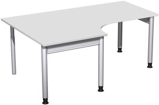 PC-Schreibtisch '4 Fuß Pro' links, höhenverstellbar, 180x120cm, Lichtgrau / Silber