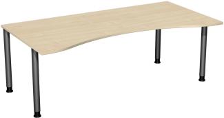 Schreibtisch '4 Fuß Flex' höhenverstellbar, 200x100cm, Ahorn / Anthrazit