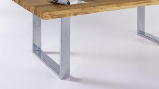 Elfo-Möbel Esstisch TIM Tisch Tischsystem in Eiche massiv Baumkante Chrom 200 cm