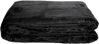 Kuschelige Decke 220x240 cm Fleecedecke Wohndecke aus Polyester Tagesdecke Schwarz