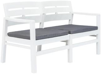 vidaXL 2-Sitzer-Gartenbank mit Kissen Weiß 133 cm Kunststoff