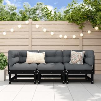 vidaXL 3-tlg. Garten-Lounge-Set Schwarz Massivholz Kiefer