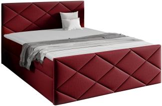 Mirjan24 Boxspringbett Alpiry, Rot 180 x 200 cm Plüsch