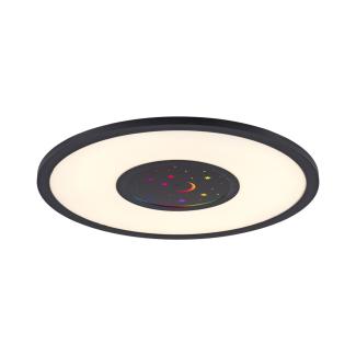 LED Deckenlampe, Fernbedienung, RGB Mond/Sterne, Drehplatte, D 40 cm