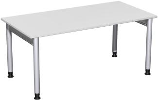 Schreibtisch '4 Fuß Pro' höhenverstellbar, 160x80cm, Lichtgrau / Silber