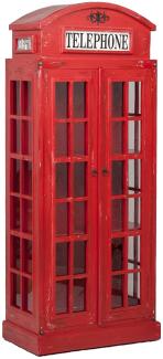 Regal LONDON 2-türig Antik Rot Mahagoni ca. H180cm Vitrine Telefonzelle Shabby