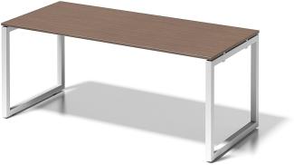 Cito Schreibtisch, 740 mm höhenfixes O-Gestell, H 19 x B 1800 x T 800 mm, Dekor nußbaum, Gestell verkehrsweiß