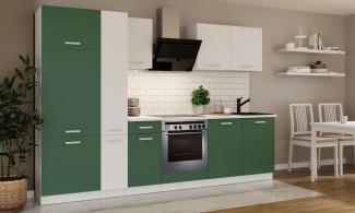 Küche 'Toni' Küchenzeile, Küchenblock, Singleküche, 290 cm, Labrador Grün