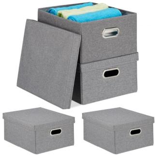 4 x Aufbewahrungsbox mit Deckel grau 10036212