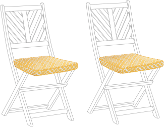 Sitzkissen für Stuhl TERNI 2er Set gelbes Muster 37 x 34 x 5 cm