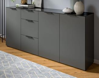 Sideboard Riano in grau mit Glasauflage 179 cm