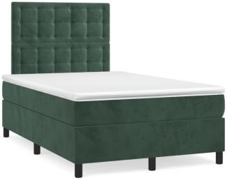 vidaXL Boxspringbett mit Matratze Dunkelgrün 120x200 cm Samt