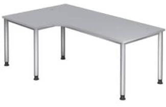 Winkeltisch HS82 4-Fuß / 5-Fuß rund 200x120cm 90° Grau Gestellfarbe: Silber