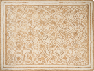 Teppich Jute beige 300 x 400 cm geometrisches Muster Kurzflor MENGEN