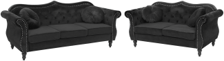 Sofa Set Samtstoff schwarz 5-Sitzer SKIEN