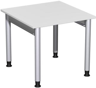 Schreibtisch '4 Fuß Pro' höhenverstellbar, 80x80cm, Lichtgrau / Silber