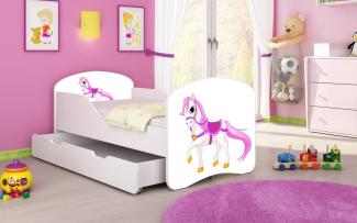 Kinderbett Luna mit Stauraum und verschiedenen Motiven 180x80 Pony