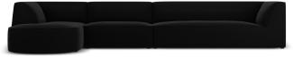 Micadoni 6-Sitzer Samtstoff Modular Ecke links Sofa Ruby | Bezug Black | Beinfarbe Black Plastic