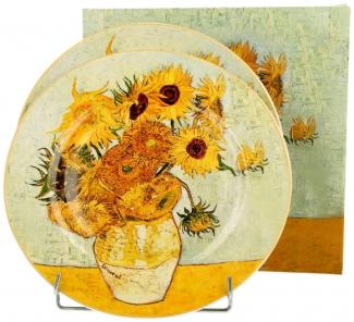 DUO ART GALLERY Dessertteller 2er Set SUNFLOWERS inspired by Van Gogh New Bone China Porzellan