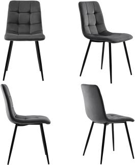 Merax Esszimmerstuhl (4 St), Dunkelgrau,4er-Set Polsterstuhl Design Stuhl mit Rückenlehne,Sitzfläche aus Samt Gestell aus Metall