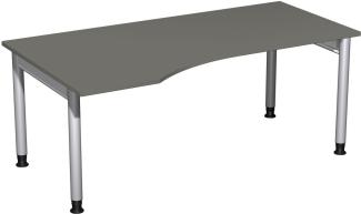 PC-Schreibtisch '4 Fuß Pro' links, höhenverstellbar, 180x100cm, Graphit / Silber