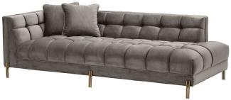 Casa Padrino Luxus Lounge Sofa Grau - Greige / Messingfarben 223 x 95 x H. 68 cm