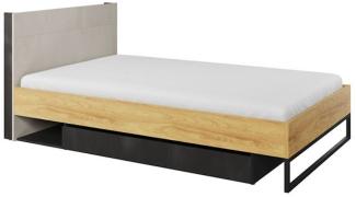 Bett Einzelbett Teen Flex 120x200cm Hickory Natur Raw Steel betonfarben