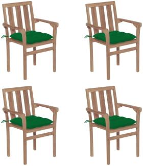 vidaXL Stapelbare Gartenstühle mit Kissen 4 Stk. Massivholz Teak