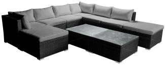 BRAST Gartenmöbel Lounge Sofa Couch Set Wellness Schwarz Poly-Rattan für 7 Personen