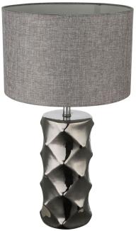 LED Tischlampe, Chrom, Textil grau, Höhe 48 cm, TRACEY