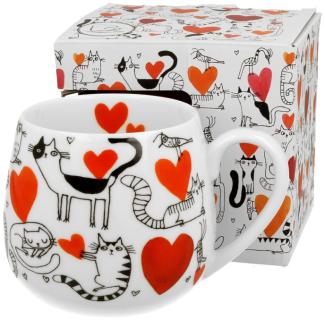 DUO ANIMALS Fassbecher 430 ml CAT'S WORLD – HEARTS New Bone China Porzellan